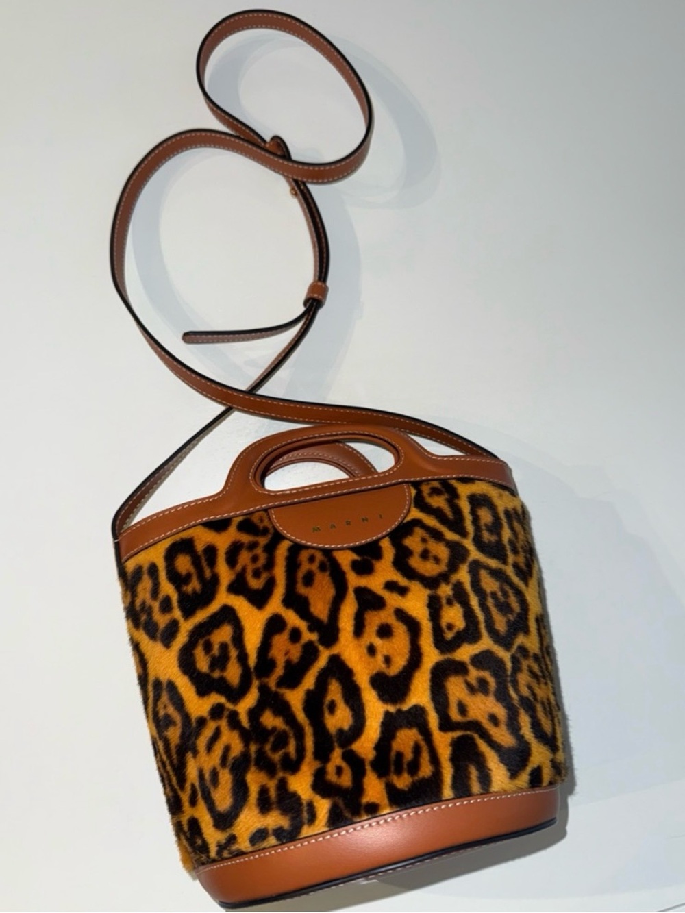 Marni Leopard-Print Bucket Crossbody Bag